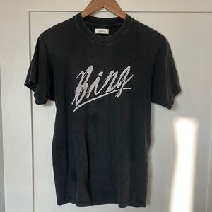 Anine Bing Black Short Sleeve Tee with Bold Graphic